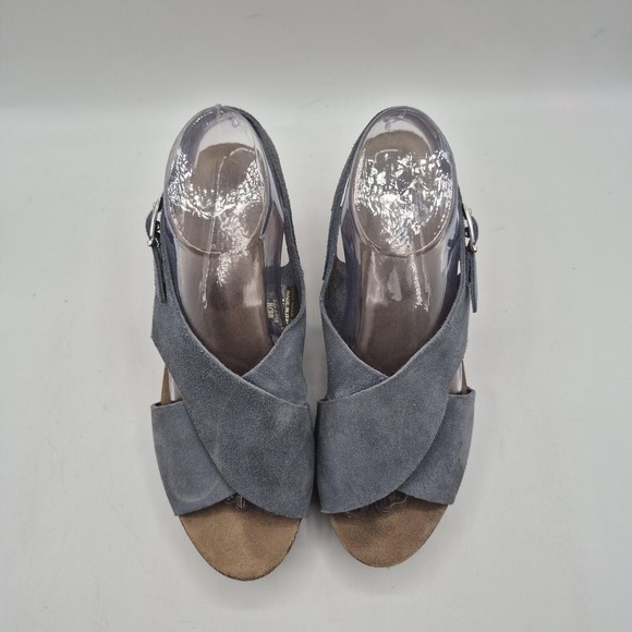A. Giannetti Shoes Womens Size‎ 8 38 Gray Suede Leather Wedge Sandals Made Italy - Picture 9 of 13